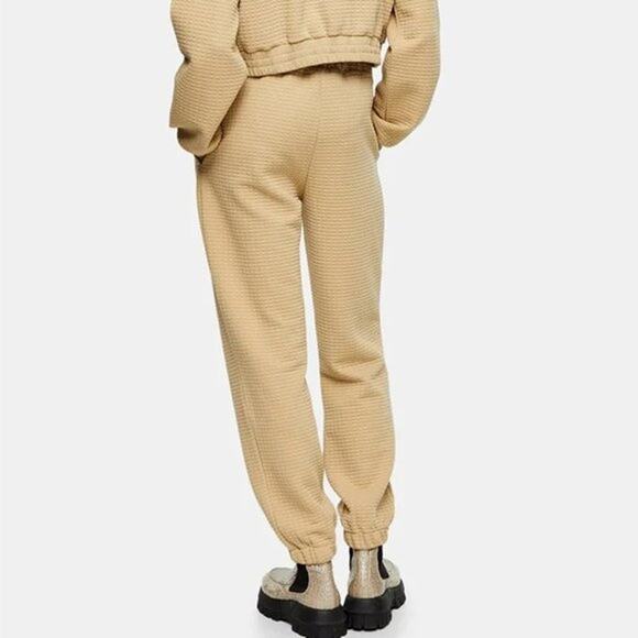 Topshop Women's Bubble Quilted Jogger Pants Size 8-10 US Camel Tan NWT Pockets - Picture 2 of 7